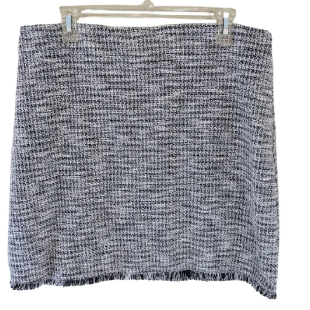 Ann Taylor LOFT Black/White  Pull-on Tweed Mini Skirt Size L - Picture 3 of 7